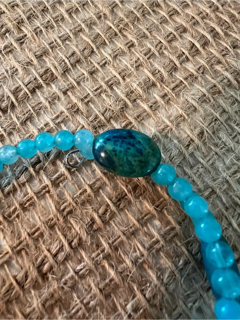 Turquoise Bead memory wire Bracelet and Earrings Set - Women Jewelry